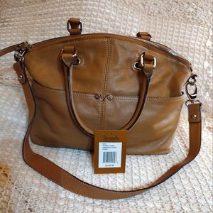 Tignanello large brown leather tote shopper bag purse NWT